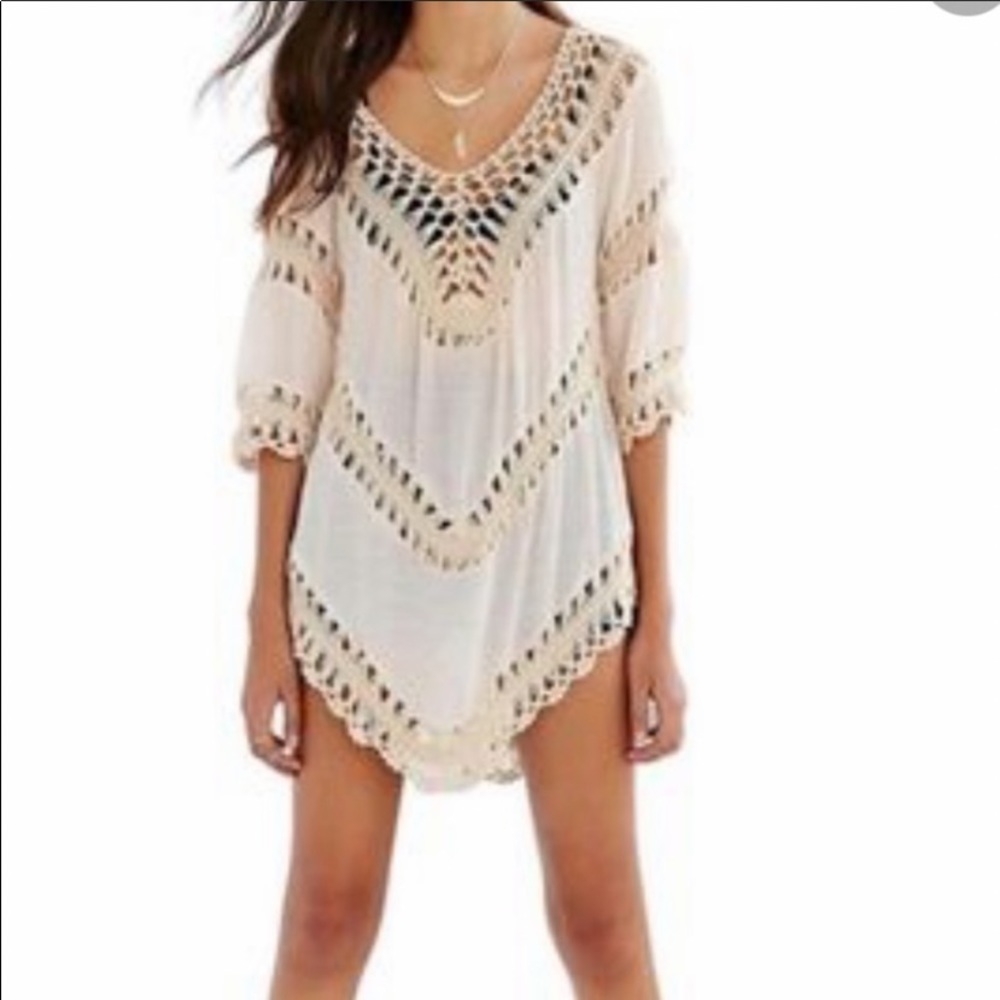 Dreamers Crochet/Gauze Kaftan/Beach Coverup
